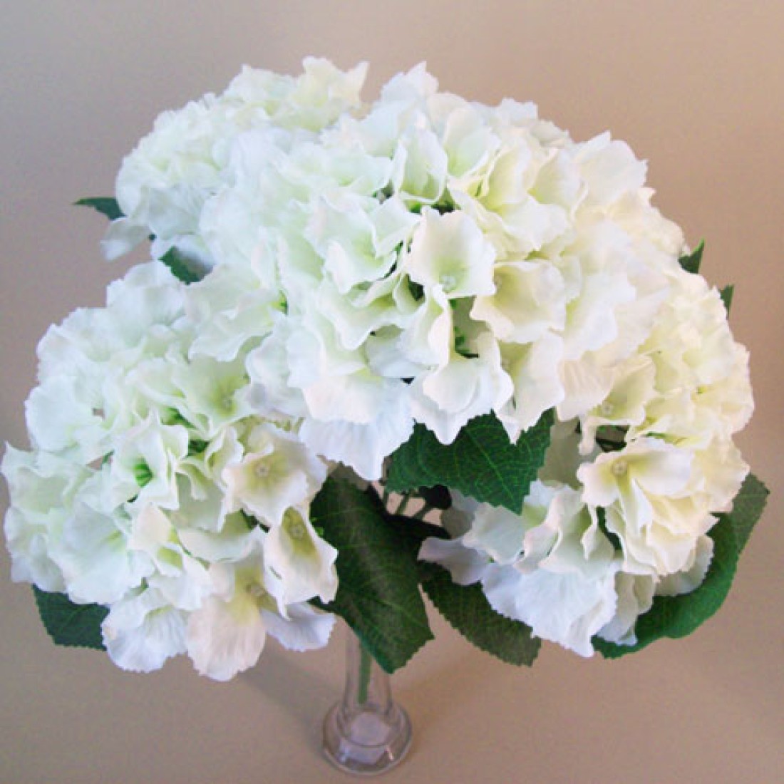 Silk Hydrangeas Bush Cream 43cm Silk Flowers